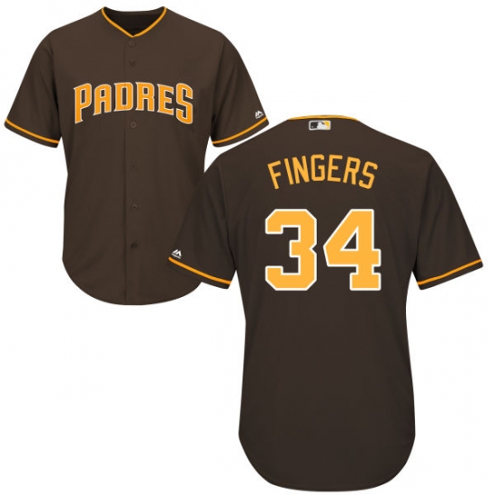Men's Majestic San Diego Padres #34 Rollie Fingers Replica Brown Alternate Cool Base MLB Jersey - Ujersey