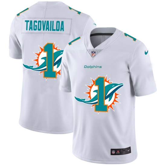 Men's Miami Dolphins #1 Tua Tagovailoa White Nike White Shadow Edition Limited Jersey - Ujersey