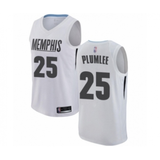 Men's Memphis Grizzlies #25 Miles Plumlee Authentic White Basketball Jersey - City Edition - Ujersey