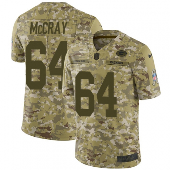 Men's Nike Green Bay Packers #64 Justin McCray Limited Camo 2018 Salute to Service NFL Jersey - Ujersey