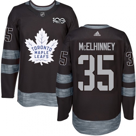 Men's Adidas Toronto Maple Leafs #35 Curtis McElhinney Authentic Black 1917-2017 100th Anniversary NHL Jersey - Ujersey