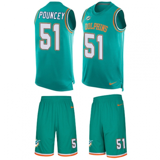 Men's Nike Miami Dolphins #51 Mike Pouncey Limited Aqua Green Tank Top Suit NFL Jersey - Ujersey