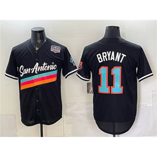 Men's San Antonio Spurs #11 Carter Bryant Black USA 250 City Edition Stitched Baseball Jersey