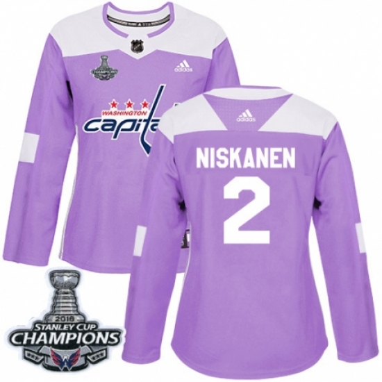 Women's Adidas Washington Capitals #2 Matt Niskanen Authentic Purple Fights Cancer Practice 2018 Stanley Cup Final Champions NHL Jersey - Ujersey