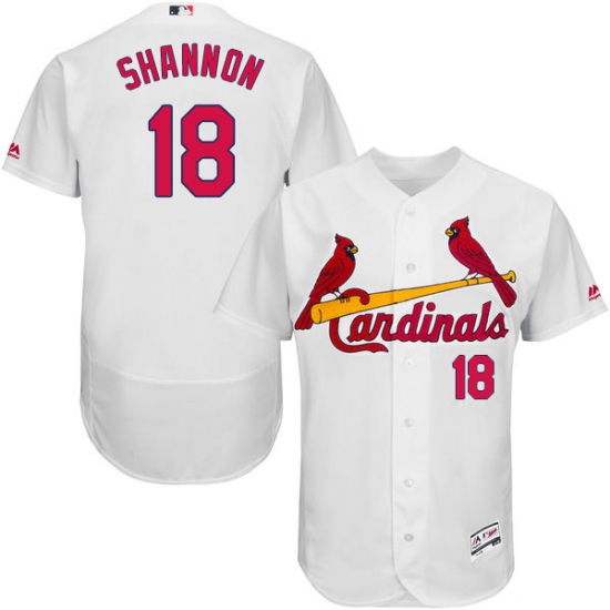 Men's Majestic St. Louis Cardinals #18 Mike Shannon White Home Flex Base Authentic Collection MLB Jersey - Ujersey