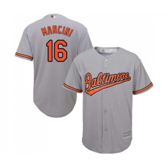 Youth Baltimore Orioles #16 Trey Mancini Replica Grey Road Cool Base Baseball Jersey