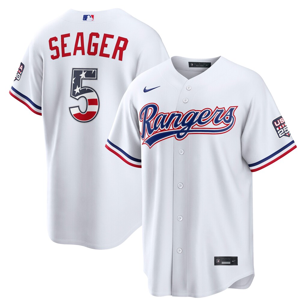 Men's Texas Rangers Corey Seager Nike White USA 250 Fourth of July Home Stadium Jersey - Ujersey