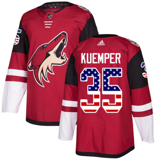 Youth Adidas Arizona Coyotes #35 Darcy Kuemper Authentic Red USA Flag Fashion NHL Jersey - Ujersey