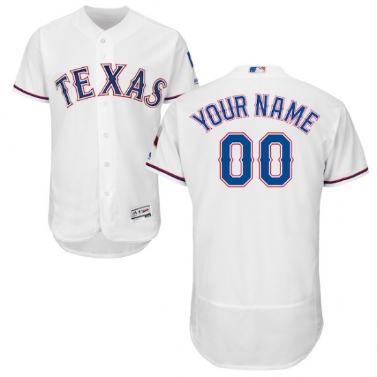 Men's Texas Rangers Majestic Home White Flex Base Authentic Collection Custom Jersey - Ujersey