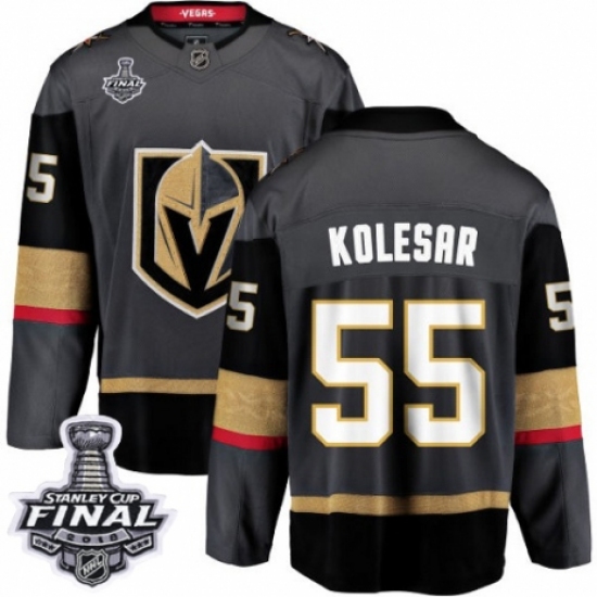 Men's Vegas Golden Knights #55 Keegan Kolesar Authentic Black Home Fanatics Branded Breakaway 2018 Stanley Cup Final NHL Jersey - Ujersey