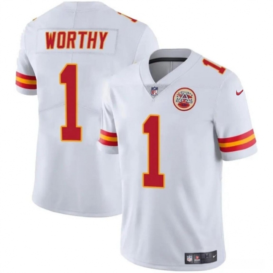 Men’s Kansas City Chiefs #1 Xavier Worthy White Vapor Untouchable Limited Stitched Football Jersey - Ujersey
