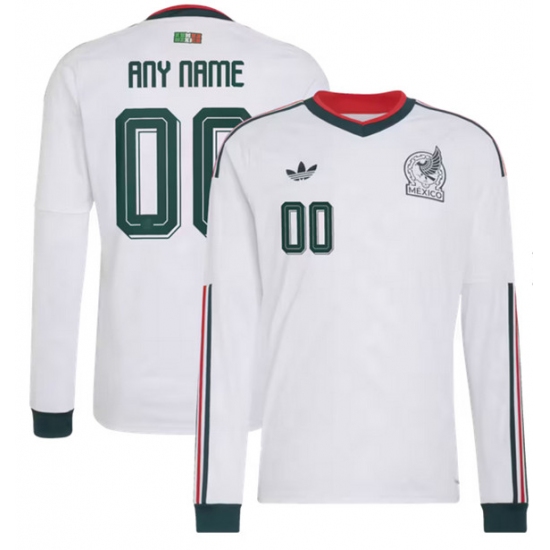 Men's Mexico Custom White 2026 Away Long Sleeve Soccer Jersey - Ujersey