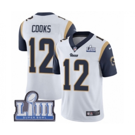 Youth Nike Los Angeles Rams #12 Brandin Cooks White Vapor Untouchable Limited Player Super Bowl LIII Bound NFL Jersey - Ujersey