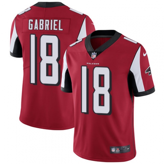 Men's Nike Atlanta Falcons #18 Taylor Gabriel Red Team Color Vapor Untouchable Limited Player NFL Jersey - Ujersey