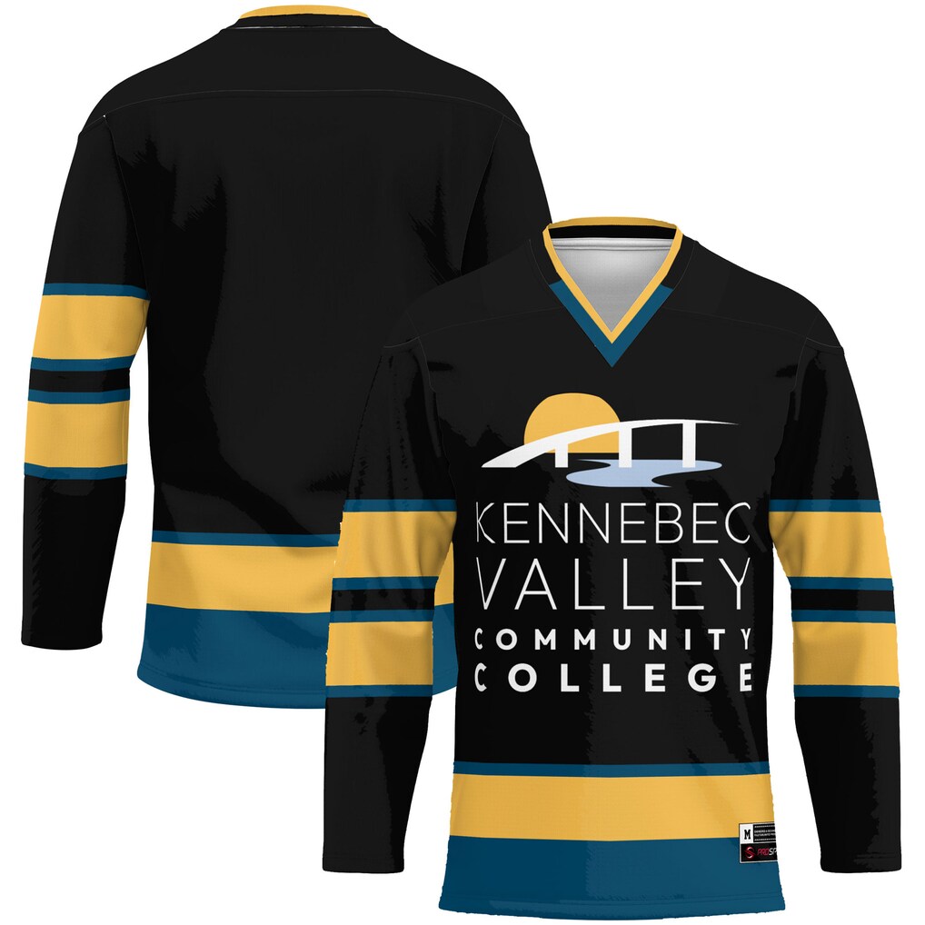 Youth GameDay Greats Black Kennebec Valley Community College Hockey Jersey - U-jersey