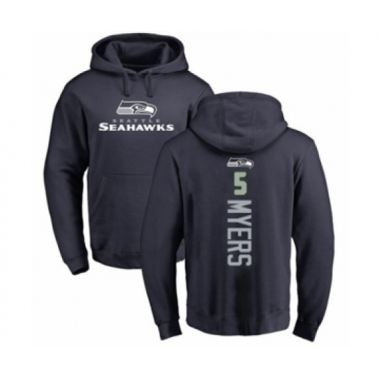 Football Seattle Seahawks #5 Jason Myers Navy Blue Backer Pullover Hoodie - Ujersey