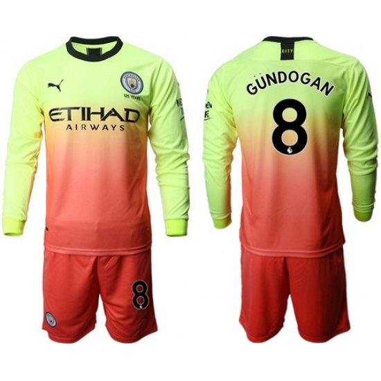 Manchester City #8 Gundogan Third Long Sleeves Soccer Club Jersey
