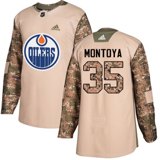 Men's Adidas Edmonton Oilers #35 Al Montoya Authentic Camo Veterans Day Practice NHL Jersey - Ujersey