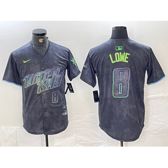 Men's Tampa Bay Rays #8 Brandon Lowe Charcoal 2024 City Connect Player Number Limited Cool Base Jersey - Ujersey