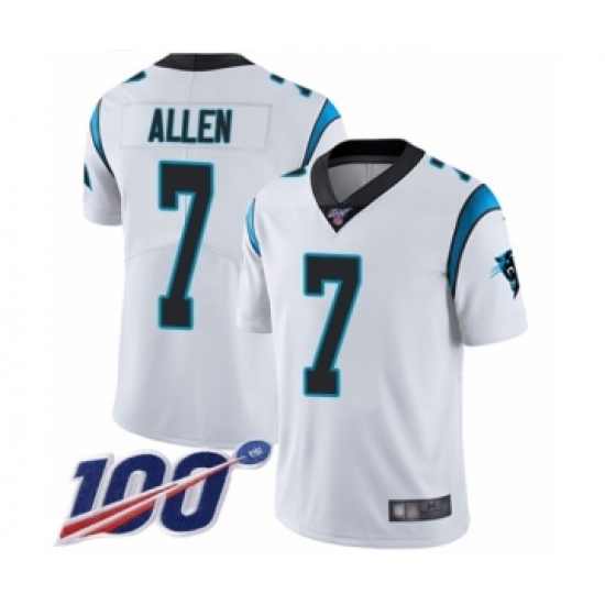Youth Carolina Panthers #7 Kyle Allen White Vapor Untouchable Limited Player 100th Season Football Jersey - Ujersey