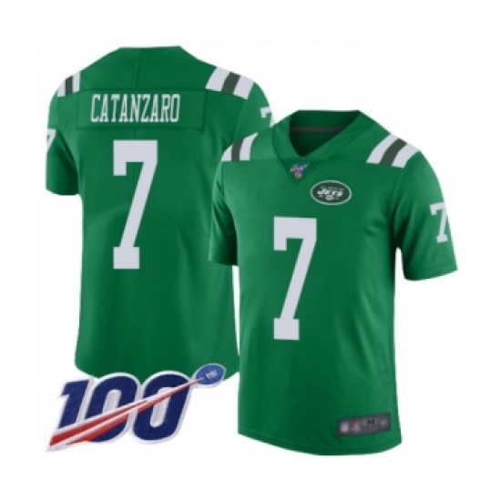 Men's New York Jets #7 Chandler Catanzaro Limited Green Rush Vapor Untouchable 100th Season Football Jersey - Ujersey