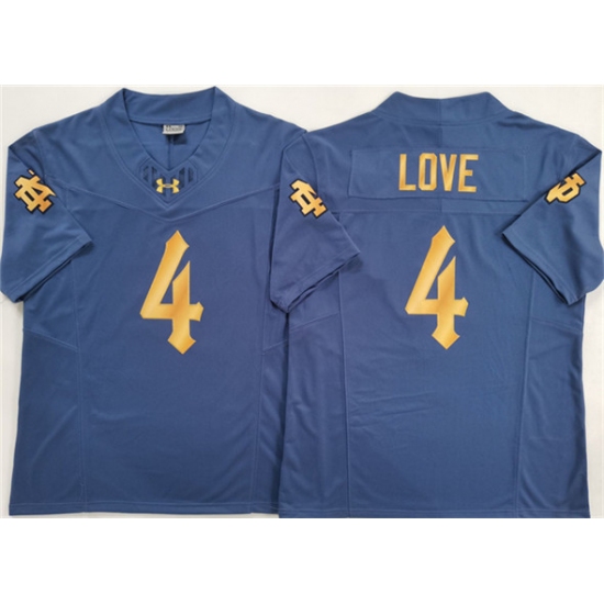 Men's Notre Dame Fighting Irish #4 Jeremiyah Love Navy Blue 2025 F.U.S.E. Limited Stitched Jersey - Ujersey