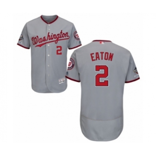 Men's Washington Nationals #2 Adam Eaton Grey Road Flex Base Authentic Collection 2019 World Series Champions Baseball Jersey - Ujersey