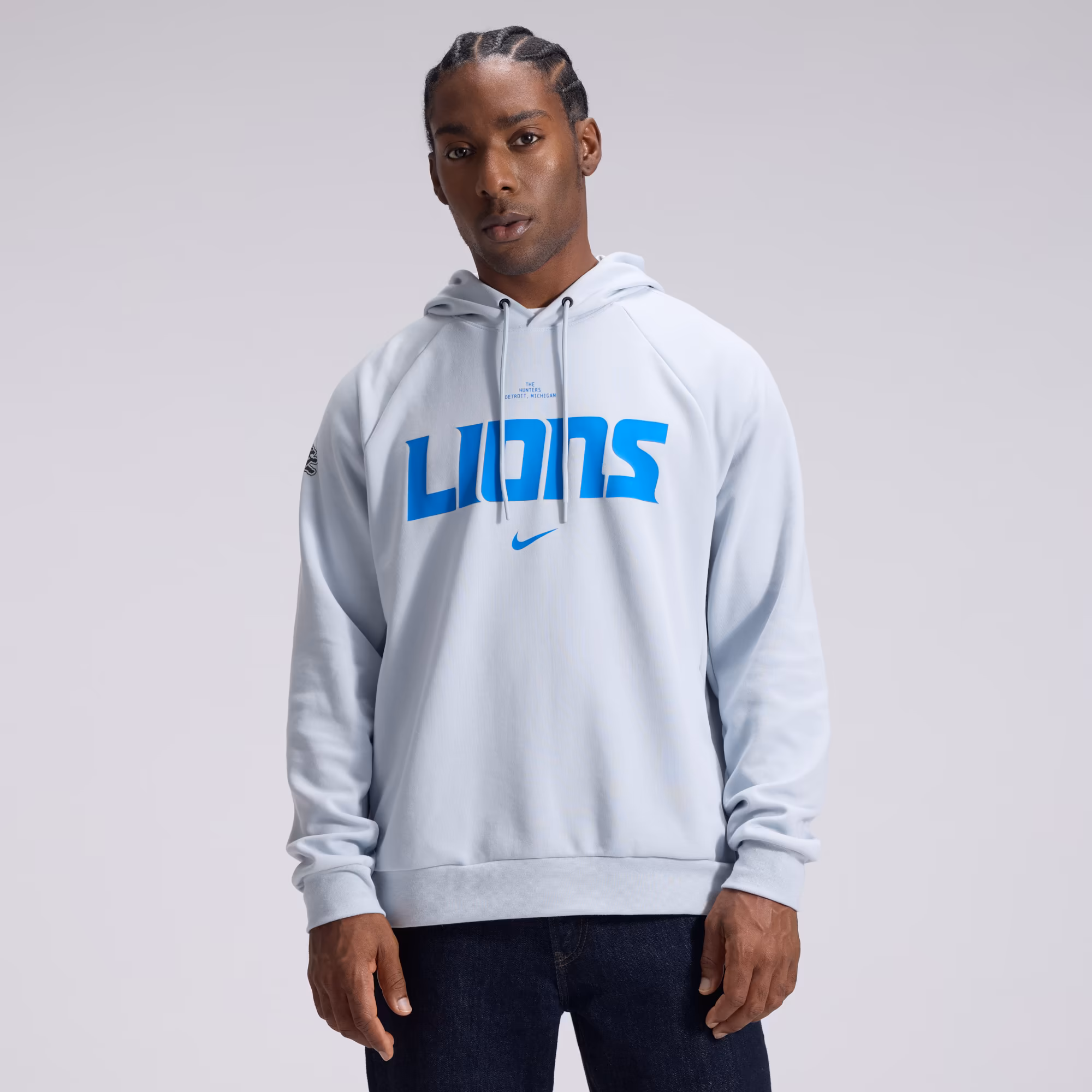 Men's Detroit Lions  Nike Silver 2026 Rivalries Collection Dri-FIT Pullover Hoodie - U-jersey