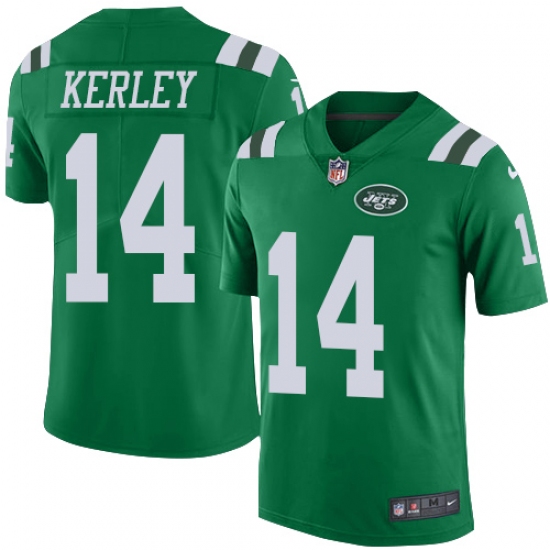 Men's Nike New York Jets #14 Jeremy Kerley Limited Green Rush Vapor Untouchable NFL Jersey - Ujersey