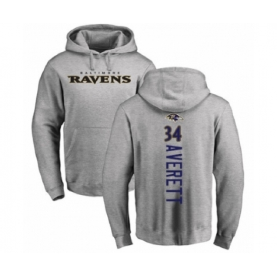 Football Baltimore Ravens #34 Anthony Averett Ash Backer Pullover Hoodie - Ujersey