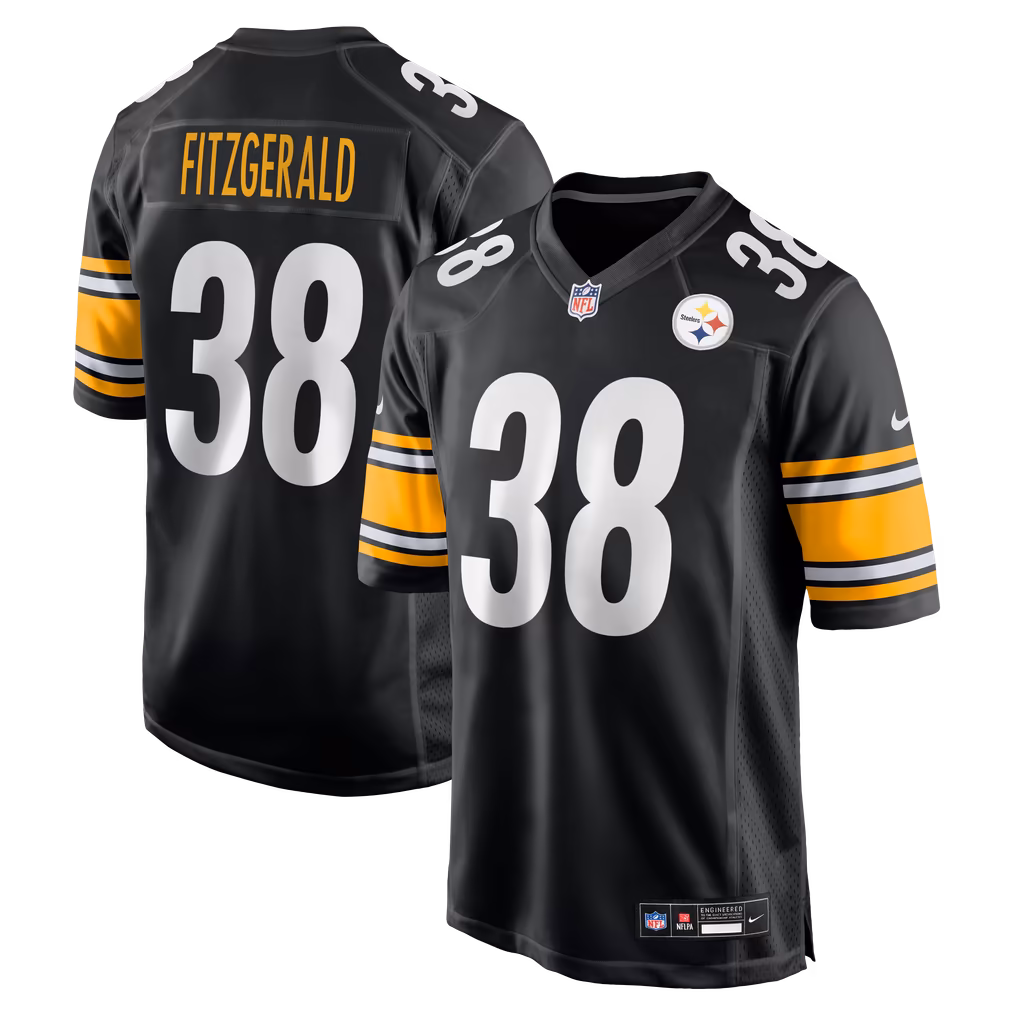 Men's Pittsburgh Steelers Bishop Fitzgerald Nike Black Team Game Jersey