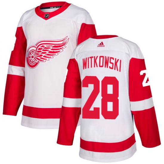 Youth Adidas Detroit Red Wings #28 Luke Witkowski Authentic White Away NHL Jersey - Ujersey