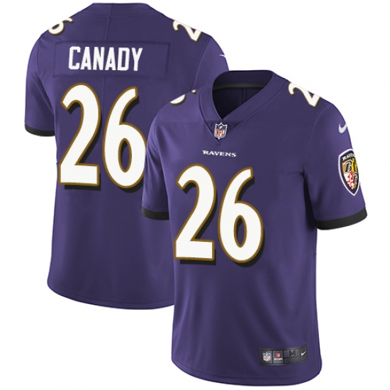 Youth Nike Baltimore Ravens #26 Maurice Canady Purple Team Color Vapor Untouchable Limited Player NFL Jersey - Ujersey