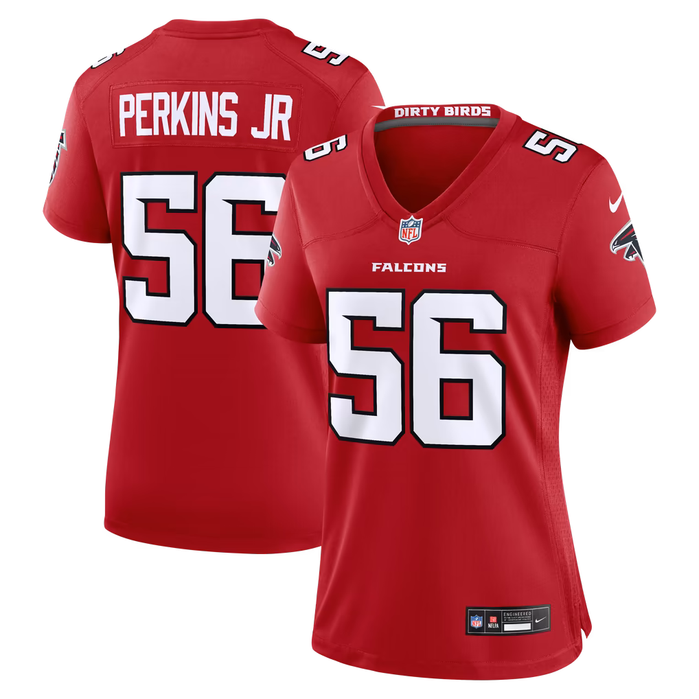 Women's Atlanta Falcons Harold Perkins Jr Nike Red Team Game Jersey - Ujersey Shop