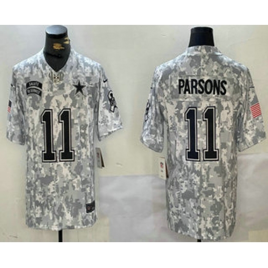 Men's Dallas Cowboys #11 Micah Parsons 2024 FUSE Arctic Camo Salute to Service Limited Stitched Jersey - Ujersey
