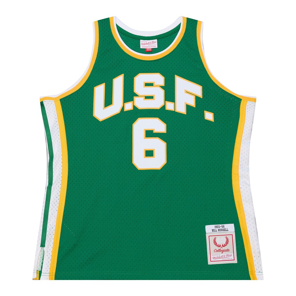 Men's Mitchell & Ness Bill Russell Green San Francisco Dons 1955/56 Swingman Jersey - ujerseystore