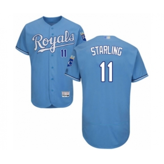 Men's Kansas City Royals #11 Bubba Starling Light Blue Alternate Flex Base Authentic Collection Baseball Player Jersey - Ujersey