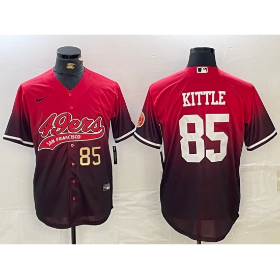 Men's San Francisco 49ers #85 George Kittle Red Black Cool Base Stitched Baseball Jerseys - Ujersey