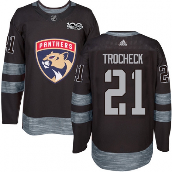 Men's Adidas Florida Panthers #21 Vincent Trocheck Authentic Black 1917-2017 100th Anniversary NHL Jersey - Ujersey