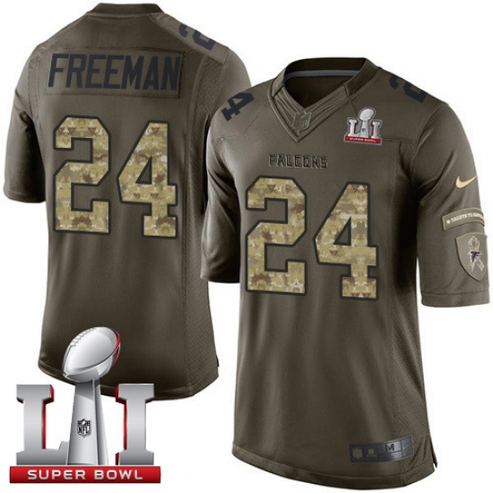 Men's Nike Atlanta Falcons #24 Devonta Freeman Limited Green Salute to Service Super Bowl LI 51 NFL Jersey - Ujersey