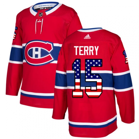 Youth Adidas Montreal Canadiens #15 Chris Terry Authentic Red USA Flag Fashion NHL Jersey - Ujersey