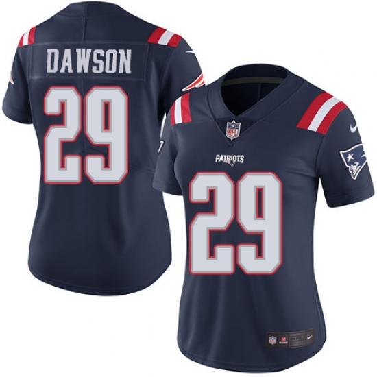 Women's Nike New England Patriots #29 Duke Dawson Limited Navy Blue Rush Vapor Untouchable NFL Jersey - Ujersey