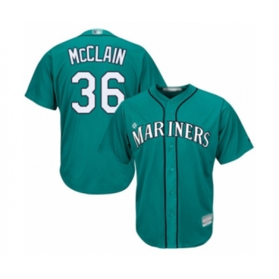 Youth Seattle Mariners #36 Reggie McClain Authentic Teal Green Alternate Cool Base Baseball Player Jersey - Ujersey