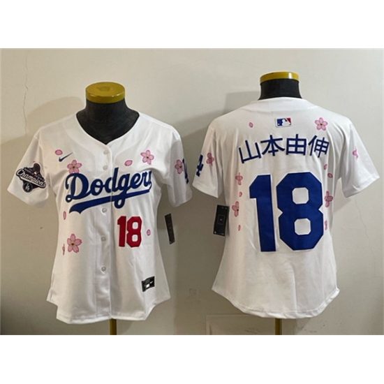 Youth Los Angeles Dodgers #18 山本由伸 White 2025 World Series Champions Tokyo Series Limited Stitched Baseball Jersey - Ujersey