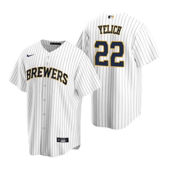 Men's Nike Milwaukee Brewers #22 Christian Yelich White Alternate Stitched Baseball Jersey - Ujersey