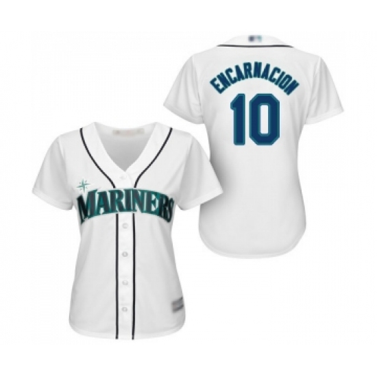 Women's Seattle Mariners #10 Edwin Encarnacion Replica White Home Cool Base Baseball Jersey