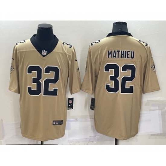Men's New Orleans Saints #32 Tyrann Mathieu Gold Inverted Legend Stitched Jersey - Ujersey