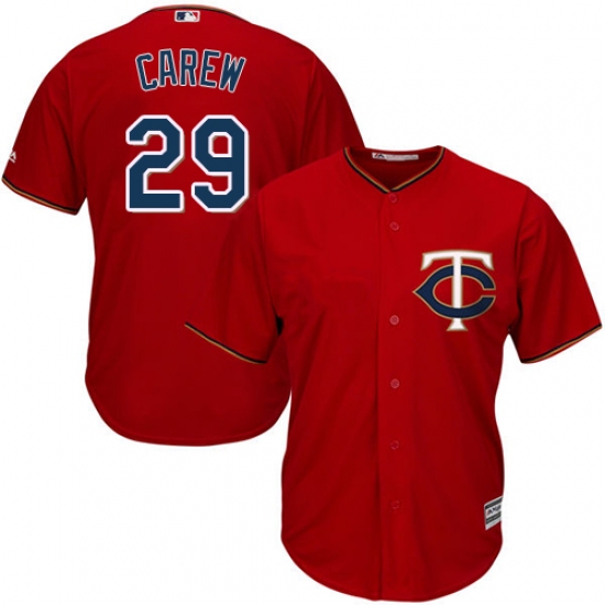 Men's Majestic Minnesota Twins #29 Rod Carew Replica Scarlet Alternate Cool Base MLB Jersey - Ujersey