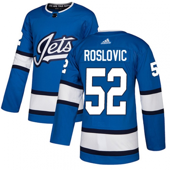 Youth Adidas Winnipeg Jets #52 Jack Roslovic Authentic Blue Alternate NHL Jersey - Ujersey