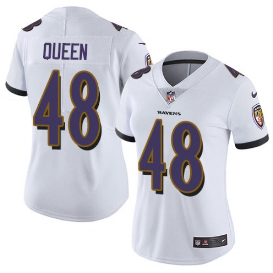 Women's Baltimore Ravens #48 Patrick Queen White Stitched NFL Vapor Untouchable Limited Jersey - Ujersey